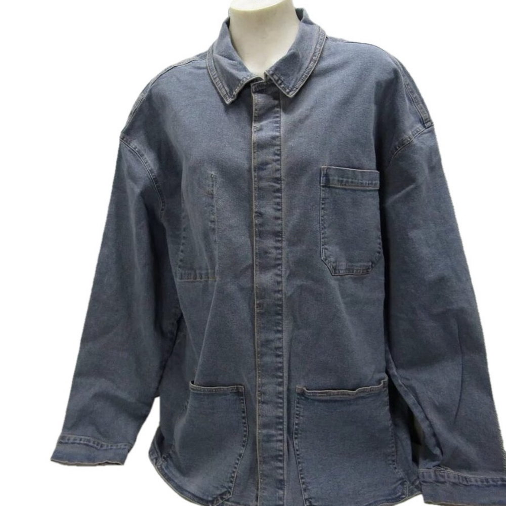 NEW UNISON LABEL Womens Oversized Denim Shirt Jacket Size XL Denim Blue